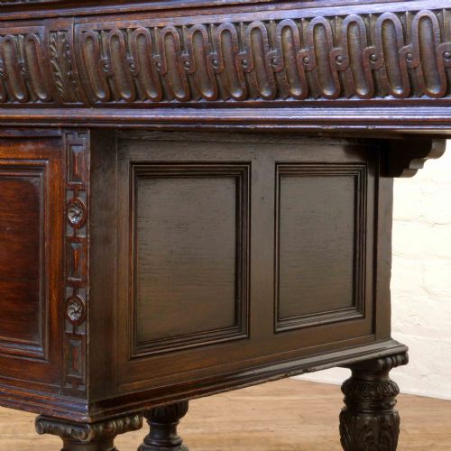 VICTORIAN CARVED OAK DESK - ADDITIONAL PHOTO 7