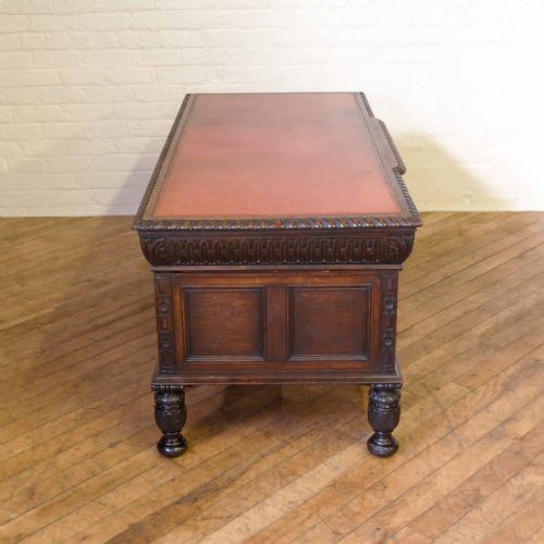 VICTORIAN CARVED OAK DESK - ADDITIONAL PHOTO 10