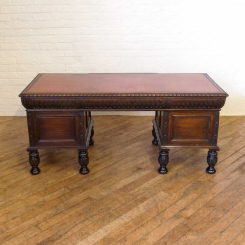 VICTORIAN CARVED OAK DESK - ADDITIONAL PHOTO 11
