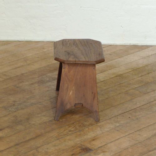 SMALL ANTIQUE HARDWOOD STOOL - ADDITIONAL PHOTO 4