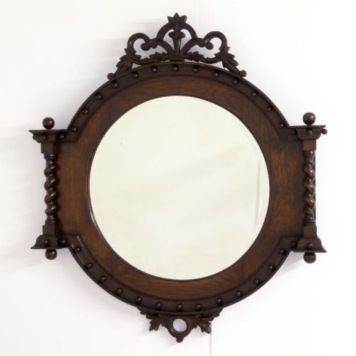 oak wall mirror - CATEGORY: ANTIQUE MIRRORS - DATED 1920