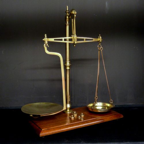 EDWARDIAN BRASS SCALES - ADDITIONAL PHOTO 1