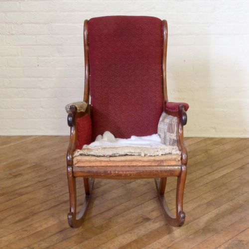 VICTORIAN MAHOGANY ROCKING CHAIR - ADDITIONAL PHOTO 1