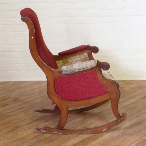 VICTORIAN MAHOGANY ROCKING CHAIR - ADDITIONAL PHOTO 4