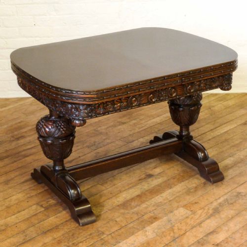 carved oak drawleaf table - CATEGORY: ANTIQUE TABLES - DATED 1920