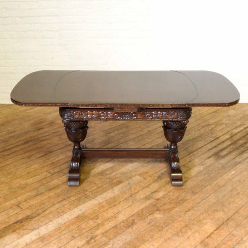 CARVED OAK DRAWLEAF TABLE - ADDITIONAL PHOTO 1