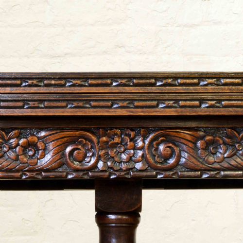 CARVED OAK DRAWLEAF TABLE - ADDITIONAL PHOTO 3