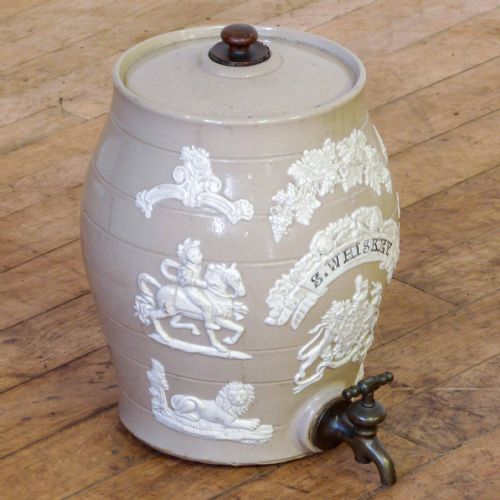 victorian earthenware whisky barrel - CATEGORY: ANTIQUE MISCELLANEOUS - DATED VICTORIAN
