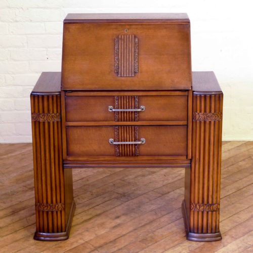 ART DECO OAK BUREAU - ADDITIONAL PHOTO 1