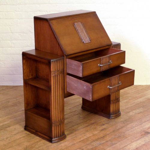 ART DECO OAK BUREAU - ADDITIONAL PHOTO 3