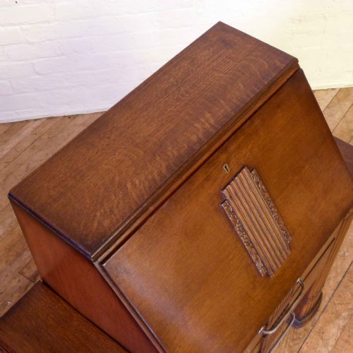 ART DECO OAK BUREAU - ADDITIONAL PHOTO 8