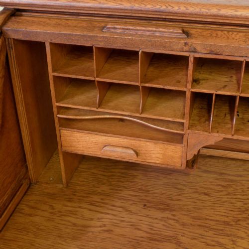 EDWARDIAN OAK ROLL TOP DESK - ADDITIONAL PHOTO 7