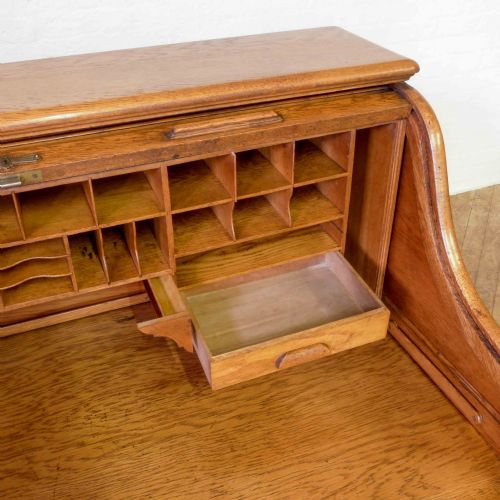 EDWARDIAN OAK ROLL TOP DESK - ADDITIONAL PHOTO 8