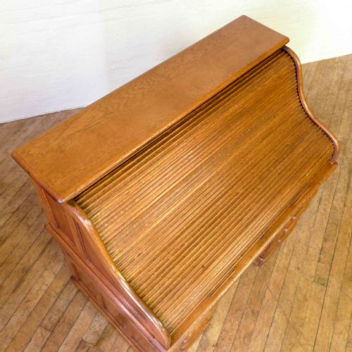 EDWARDIAN OAK ROLL TOP DESK - ADDITIONAL PHOTO 9