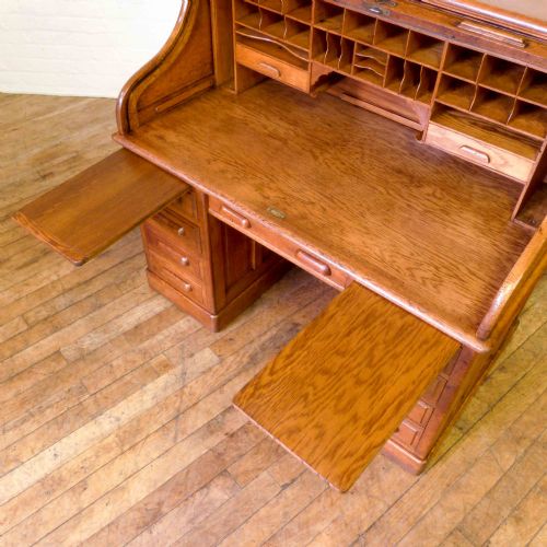 EDWARDIAN OAK ROLL TOP DESK - ADDITIONAL PHOTO 10