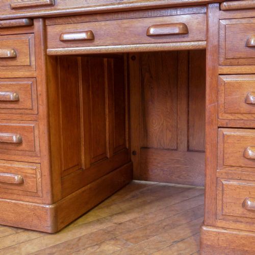 EDWARDIAN OAK ROLL TOP DESK - ADDITIONAL PHOTO 11