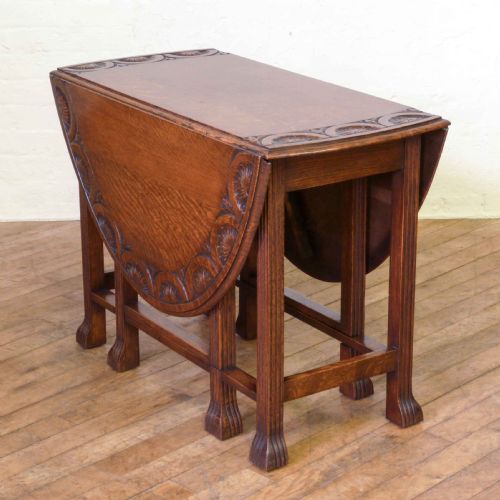 OAK GATELEG TABLE WITH REEDED LEGS - ADDITIONAL PHOTO 1