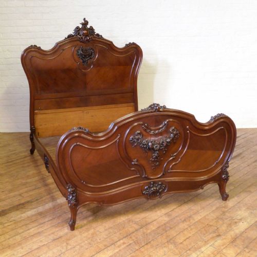 FRENCH CARVED WALNUT BED - ADDITIONAL PHOTO 1
