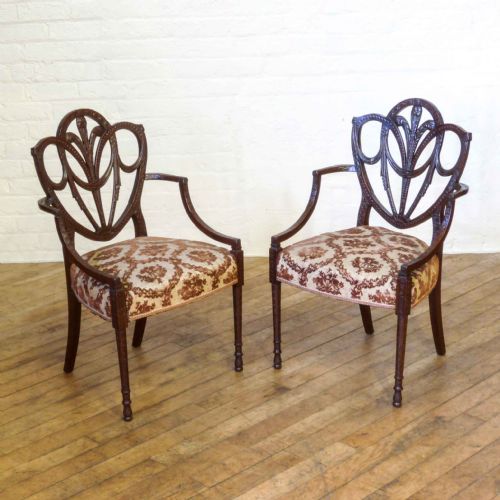 pair of edwardian mahogany armchairs - CATEGORY: ANTIQUE CHAIRS - DATED EDWARDIAN