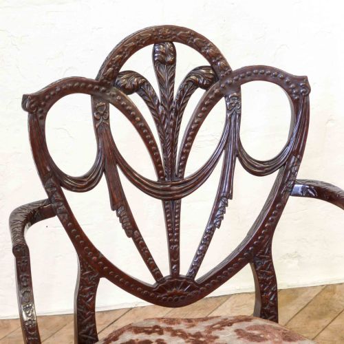 PAIR OF EDWARDIAN MAHOGANY ARMCHAIRS - ADDITIONAL PHOTO 4