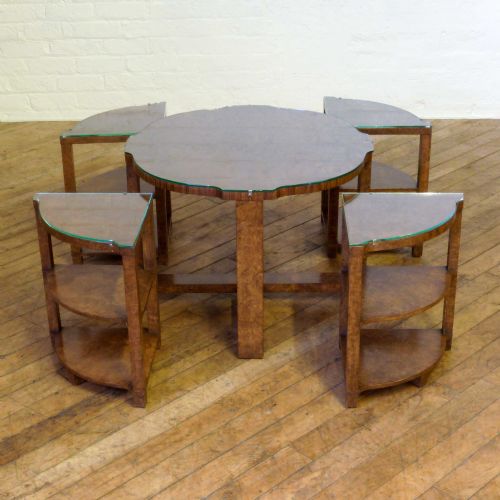 art deco walnut nest of tables - CATEGORY: ANTIQUE TABLES - DATED 1930