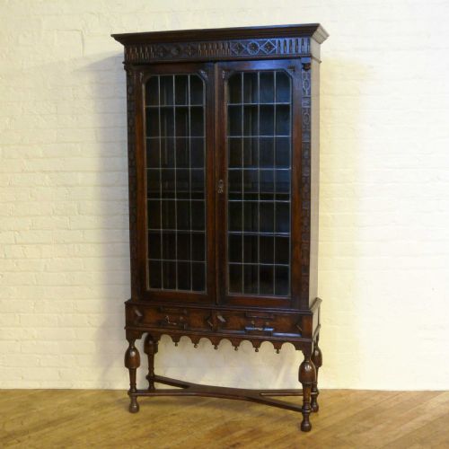 jacobean style oak bookcase - CATEGORY: ANTIQUE BOOKCASES - DATED 1920