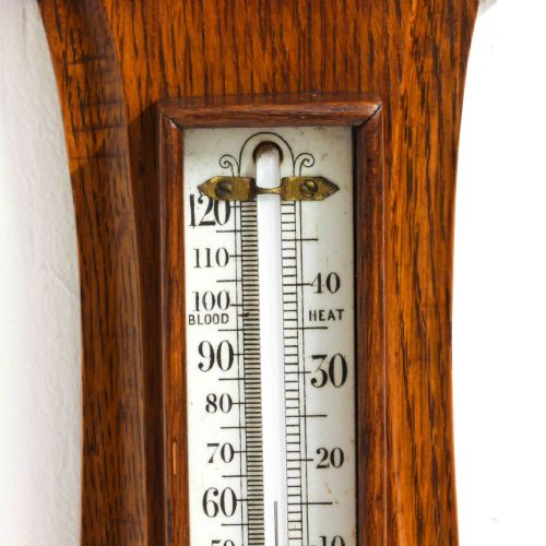 EDWARDIAN OAK ANEROID BAROMETER - ADDITIONAL PHOTO 5