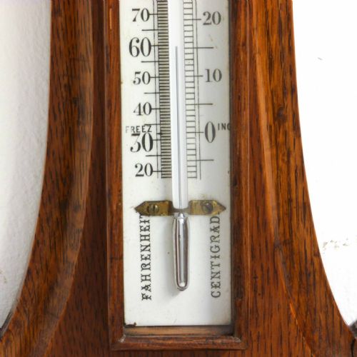 EDWARDIAN OAK ANEROID BAROMETER - ADDITIONAL PHOTO 6