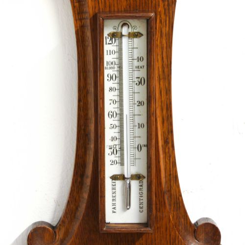 EDWARDIAN OAK ANEROID BAROMETER - ADDITIONAL PHOTO 7
