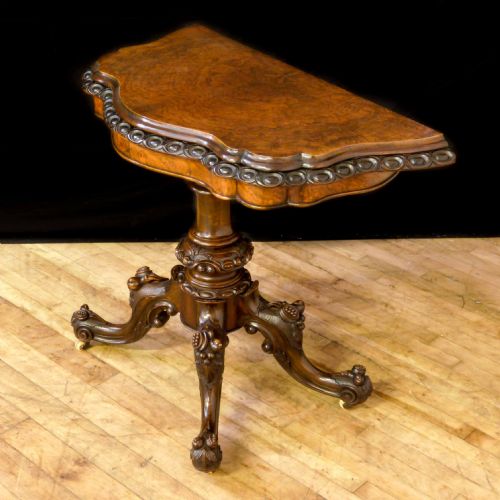 victorian walnut card table - CATEGORY: ANTIQUE TABLES - DATED VICTORIAN