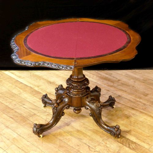 VICTORIAN WALNUT CARD TABLE - ADDITIONAL PHOTO 1