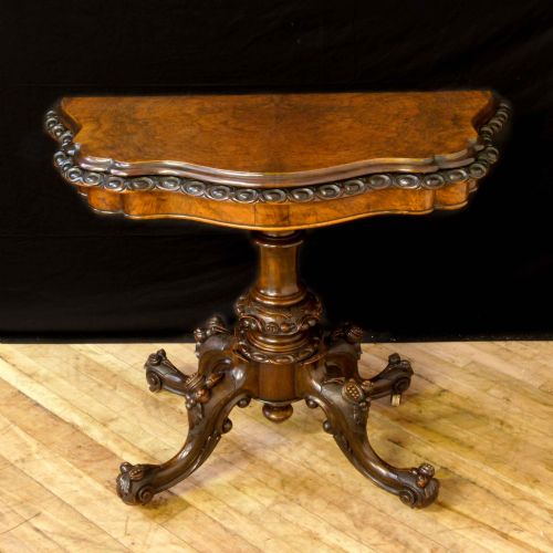 VICTORIAN WALNUT CARD TABLE - ADDITIONAL PHOTO 4