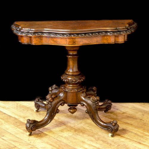 VICTORIAN WALNUT CARD TABLE - ADDITIONAL PHOTO 9