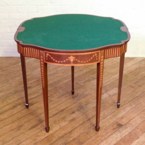 edwardian sheraton style mahogany card table - CATEGORY: ANTIQUE TABLES - DATED EDWARDIAN