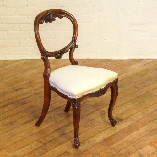 SET OF SIX VICTORIAN WALNUT BALLOON BACK CHAIRS - ADDITIONAL PHOTO 1