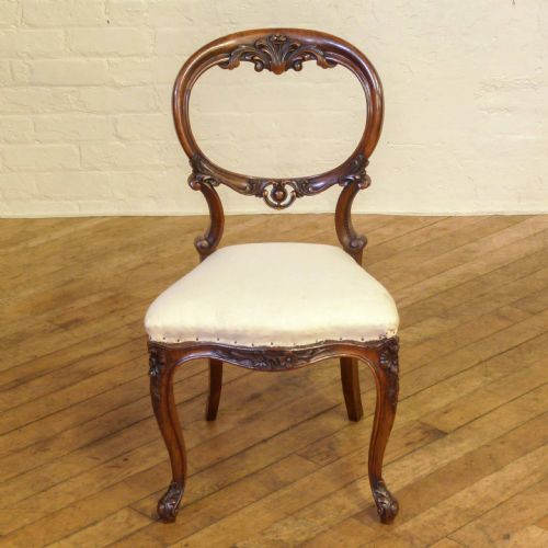 SET OF SIX VICTORIAN WALNUT BALLOON BACK CHAIRS - ADDITIONAL PHOTO 7