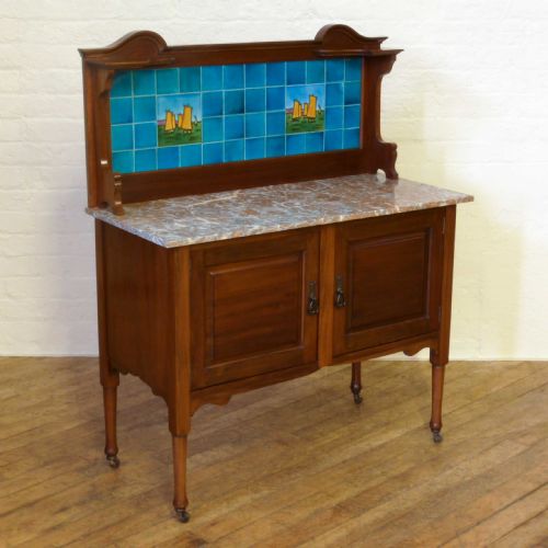 edwardian walnut washstand - CATEGORY: ANTIQUE FURNITURE - DATED EDWARDIAN