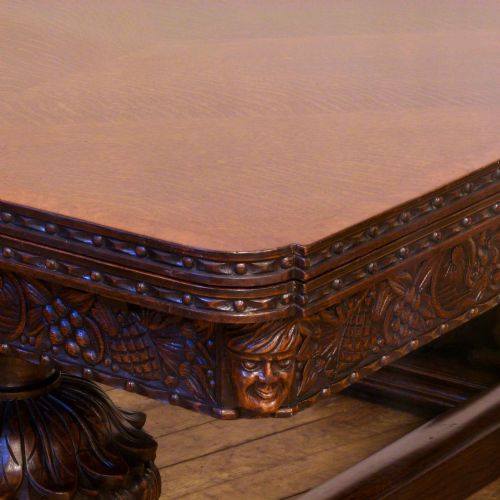 ENGLISH OAK REFECTORY TABLE WITH LION CARVINGS - ADDITIONAL PHOTO 3