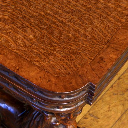 ENGLISH OAK REFECTORY TABLE WITH LION CARVINGS - ADDITIONAL PHOTO 4