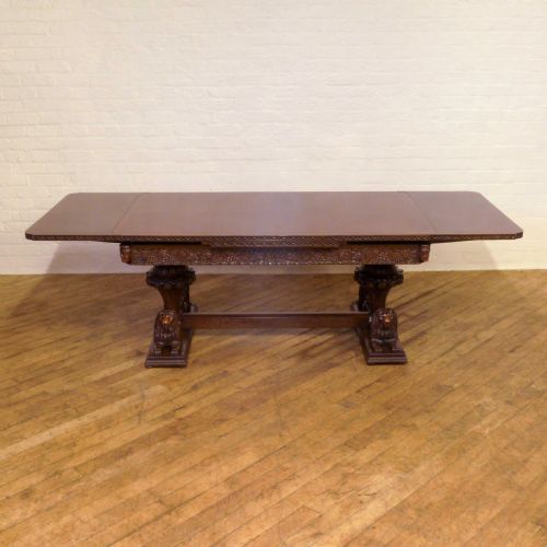 ENGLISH OAK REFECTORY TABLE WITH LION CARVINGS - ADDITIONAL PHOTO 8