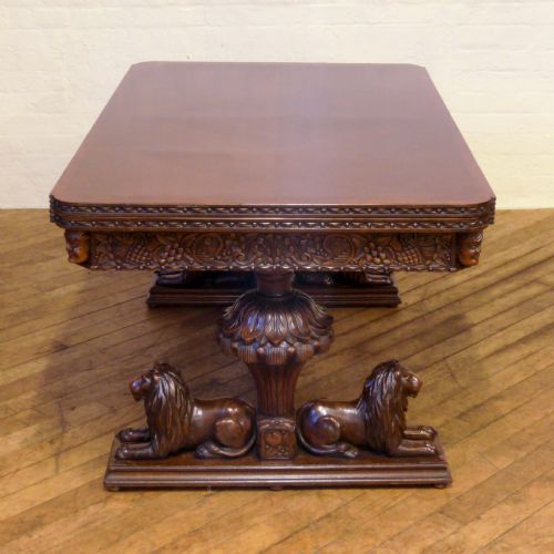 ENGLISH OAK REFECTORY TABLE WITH LION CARVINGS - ADDITIONAL PHOTO 10