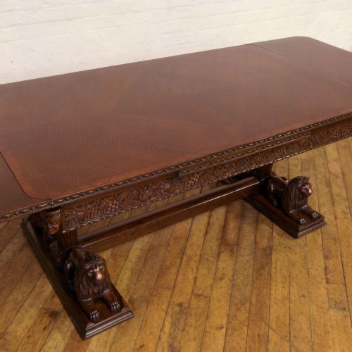 ENGLISH OAK REFECTORY TABLE WITH LION CARVINGS - ADDITIONAL PHOTO 11