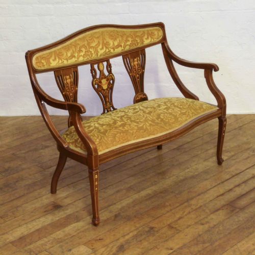 edwardian mahogany inlaid sofa - CATEGORY: ANTIQUE SOFAS - DATED EDWARDIAN