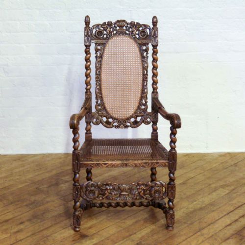 VICTORIAN CAROLEAN STYLE ARMCHAIR - ADDITIONAL PHOTO 4