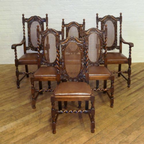 set of six oak jacobean style chairs - CATEGORY: ANTIQUE CHAIRS - DATED 1920