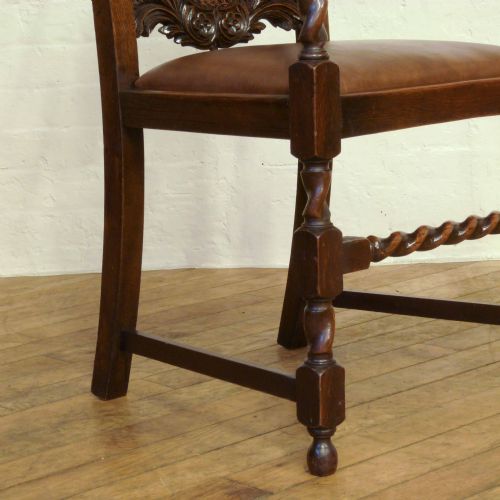 SET OF SIX OAK JACOBEAN STYLE CHAIRS - ADDITIONAL PHOTO 7