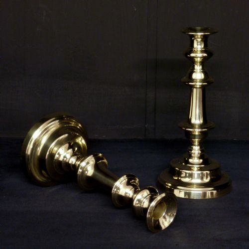 early victorian brass candlesticks - CATEGORY: ANTIQUE LIGHTING - DATED 1800