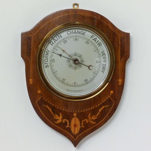 small edwardian mahogany aneroid barometer - CATEGORY: ANTIQUE BAROMETERS - DATED EDWARDIAN