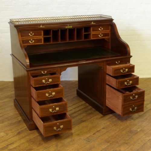 VICTORIAN MAHOGANY ROLL TOP DESK - ADDITIONAL PHOTO 13