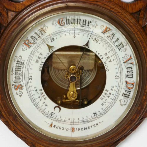 EDWARDIAN OAK ANEROID BAROMETER - ADDITIONAL PHOTO 1